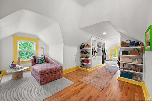 237 E 4th Ave N, Salt Lake City, UT 84103 - sitting room with lofted ceiling, wood finished floors, and baseboards