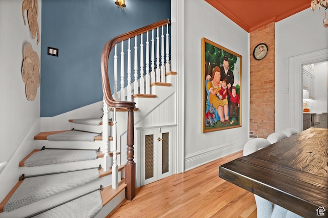 237 E 4th Ave N, Salt Lake City, UT 84103 - stairway featuring wood finished floors, ornamental molding, and baseboards