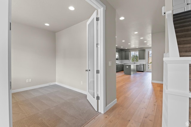 11839 S Harvest Gold Way, Riverton, UT 84065 - corridor featuring recessed lighting, baseboards, and light wood-style floors