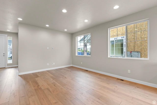 11839 S Harvest Gold Way, Riverton, UT 84065 - empty room featuring baseboards, recessed lighting, and light wood finished floors