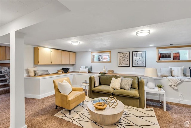 457 S Douglas St E, Salt Lake City, UT 84102 - living room featuring light carpet and baseboards