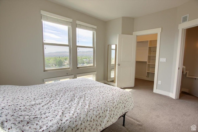 4508 W Kestrel Ridge Rd, South Jordan, UT 84009 - bedroom featuring light carpet, a walk in closet, a closet, and baseboards