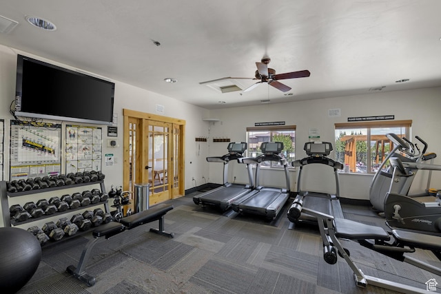 5519 Lillehammer Ln Unit 1307, Park City, UT 84098 - gym featuring ceiling fan, baseboards, and carpet
