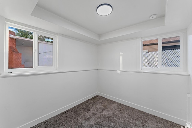 1167 29th St, Ogden, UT 84403 - empty room with a raised ceiling, dark carpet, baseboards, and a smoke detector