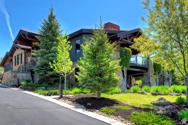 3428 Westview Trl, Park City, UT 84098 - view of front of property with stone siding and a balcony