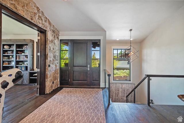 3428 Westview Trl, Park City, UT 84098 - entryway featuring wood finished floors and a chandelier