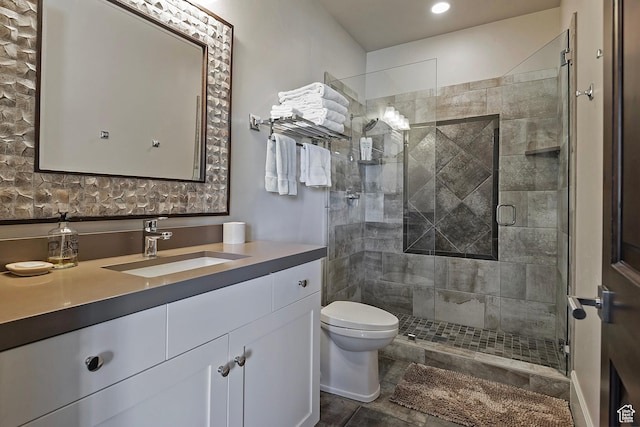 3428 Westview Trl, Park City, UT 84098 - full bathroom featuring vanity, toilet, a shower stall, and recessed lighting
