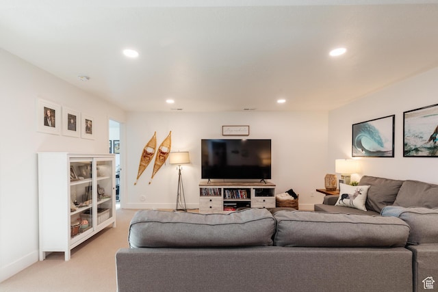 611 E 400 N, Providence, UT 84332 - living room featuring light colored carpet, recessed lighting, and baseboards