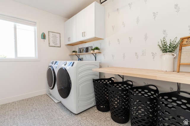 611 E 400 N, Providence, UT 84332 - washroom featuring independent washer and dryer, light floors, cabinet space, and baseboards