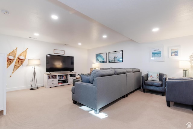 611 E 400 N, Providence, UT 84332 - living area with light carpet, recessed lighting, and baseboards