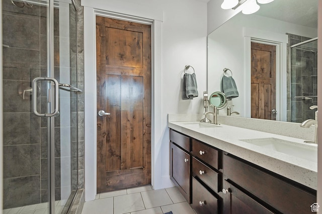 1370 Center Dr Unit 17, Kimball Junction, UT 84098 - full bathroom featuring tile patterned floors, double vanity, and a shower stall