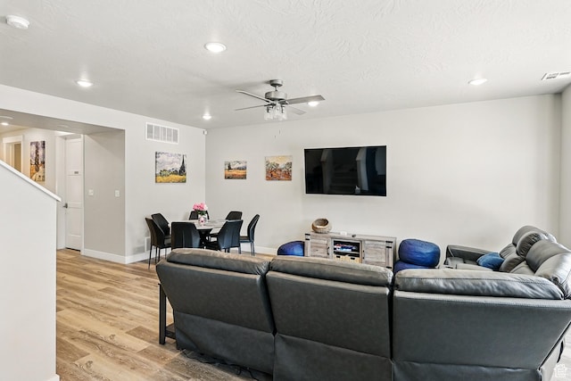 899 S Lincoln Ave Unit 3, Cedar City, UT 84720 - living area with light wood-type flooring, recessed lighting, a ceiling fan, baseboards, and stairway