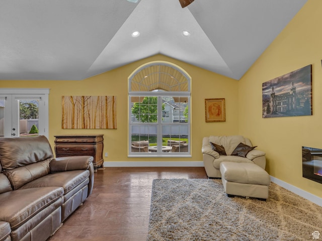 1872 N 1850 E, North Logan, UT 84341 - living room with vaulted ceiling, baseboards, healthy amount of natural light, recessed lighting, and wood finished floors