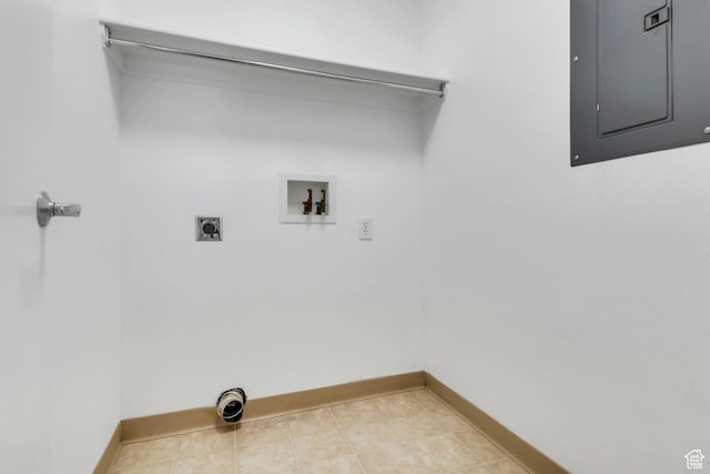 185 W 700 S Unit 101, Salt Lake City, UT 84101 - laundry area with electric panel, baseboards, washer hookup, hookup for an electric dryer, and light tile patterned floors