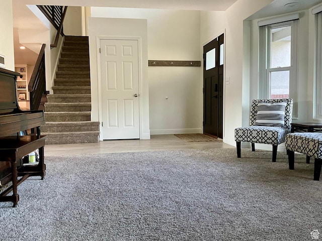9574 S Equestrian Park Cir, Sandy, UT 84092 - entrance foyer featuring stairs, baseboards, and wood finished floors