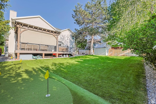 9574 S Equestrian Park Cir, Sandy, UT 84092 - view of yard featuring a putting area and a deck