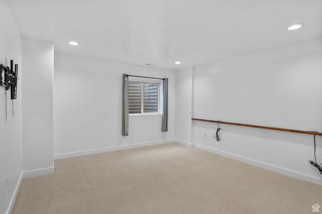 15223 S Wild Horse Way, Bluffdale, UT 84065 - empty room with light colored carpet, recessed lighting, and baseboards