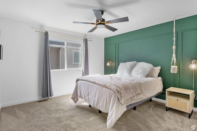 15223 S Wild Horse Way, Bluffdale, UT 84065 - bedroom with carpet flooring, a ceiling fan, and baseboards