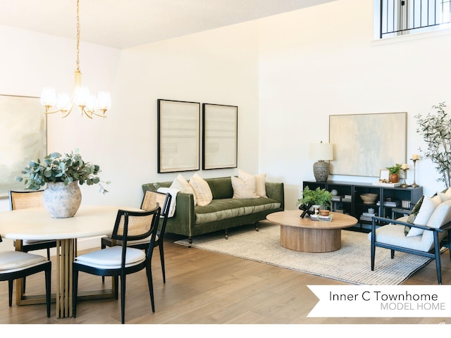 1077 N Canvasback Dr Unit 410, Lehi, UT 84043 - living room featuring a chandelier and light wood-style flooring