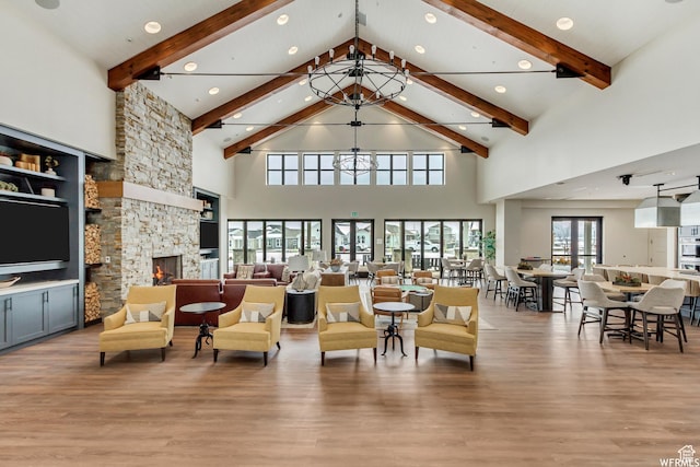 6034 W Sparrow View Dr, South Jordan, UT 84009 - community lobby featuring high vaulted ceiling, beamed ceiling, and recessed lighting