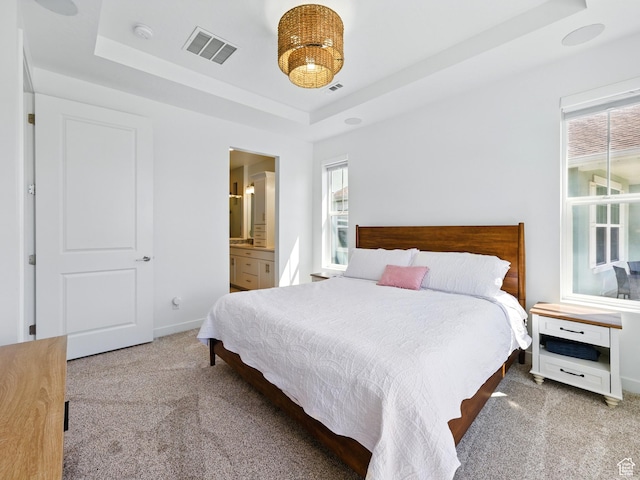 6034 W Sparrow View Dr, South Jordan, UT 84009 - bedroom featuring a raised ceiling, carpet floors, multiple windows, and baseboards