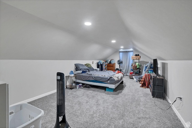 740 W Uzona Ave, Hildale, UT 84784 - carpeted bedroom featuring vaulted ceiling, baseboards, and recessed lighting