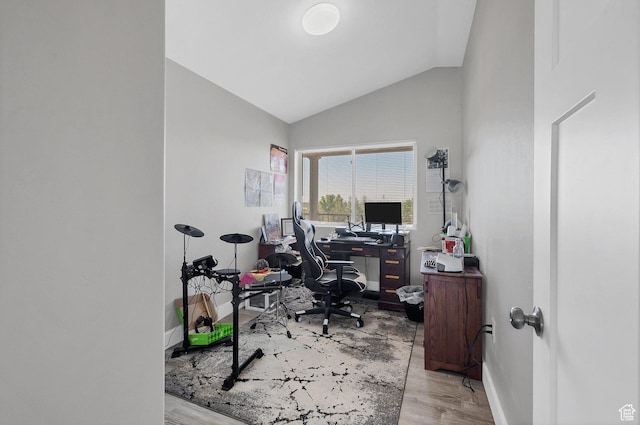 740 W Uzona Ave, Hildale, UT 84784 - office space with baseboards, wood finished floors, and vaulted ceiling