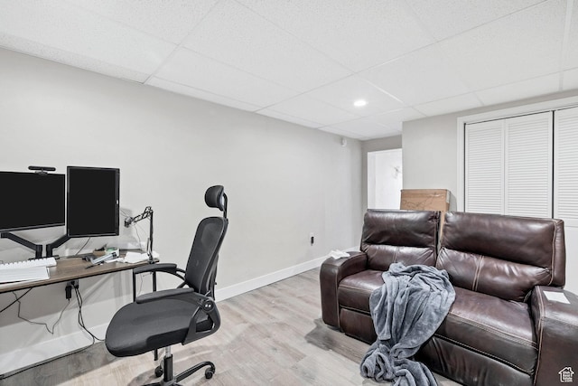 740 W Uzona Ave, Hildale, UT 84784 - home office with a paneled ceiling, light wood-style flooring, baseboards, and recessed lighting