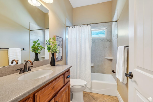 2632 S 2975 W, West Haven, UT 84401 - full bath with tile patterned floors, vanity, toilet, and shower / tub combo with curtain