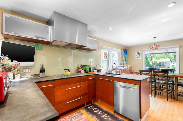 1451 E Redondo, Salt Lake City, UT 84105 - kitchen featuring appliances with stainless steel finishes, a sink, brown cabinetry, a peninsula, and recessed lighting