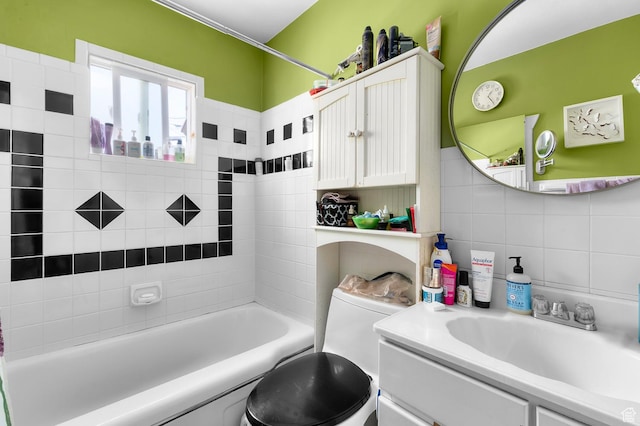 1451 E Redondo, Salt Lake City, UT 84105 - full bath featuring vanity,  shower combination, toilet, and tile walls