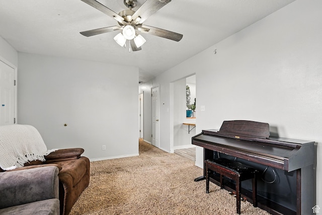 1790 E Homestead, Enoch, UT 84721 - living area with ceiling fan, light carpet, and baseboards