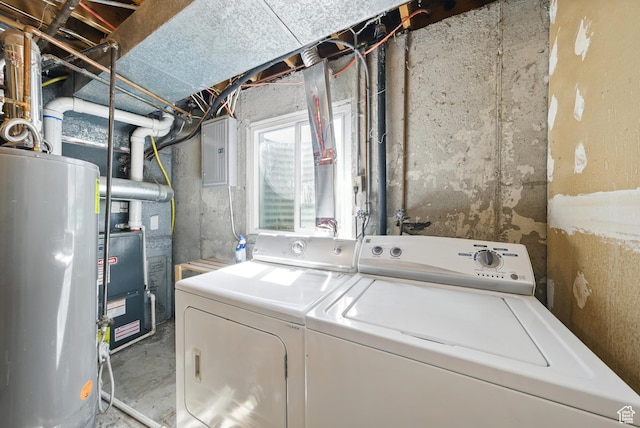 9604 S Stornoway Cir W, South Jordan, UT 84009 - laundry room featuring water heater, washer and dryer, and electric panel
