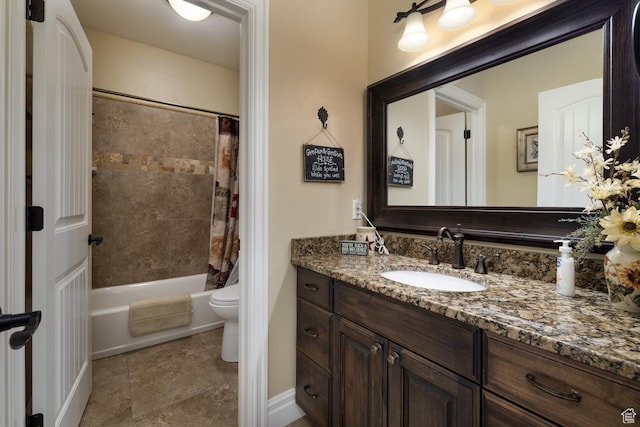 403 W 4000 S, Vernal, UT 84078 - full bathroom featuring vanity, toilet, shower / bath combo with shower curtain, and tile patterned floors