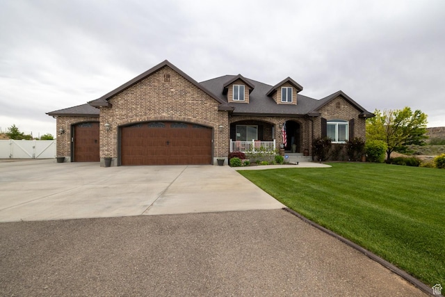403 W 4000 S, Vernal, UT 84078 - view of front facade featuring brick siding, covered porch, a garage, and concrete driveway