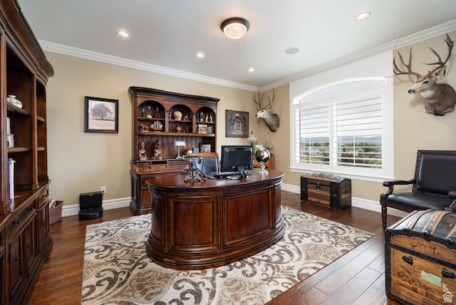 403 W 4000 S, Vernal, UT 84078 - office space with dark wood-style flooring, crown molding, baseboards, and recessed lighting