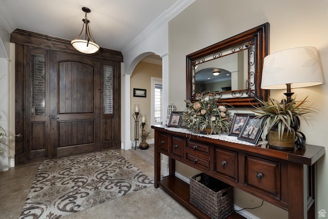 403 W 4000 S, Vernal, UT 84078 - entryway with arched walkways, crown molding, and baseboards