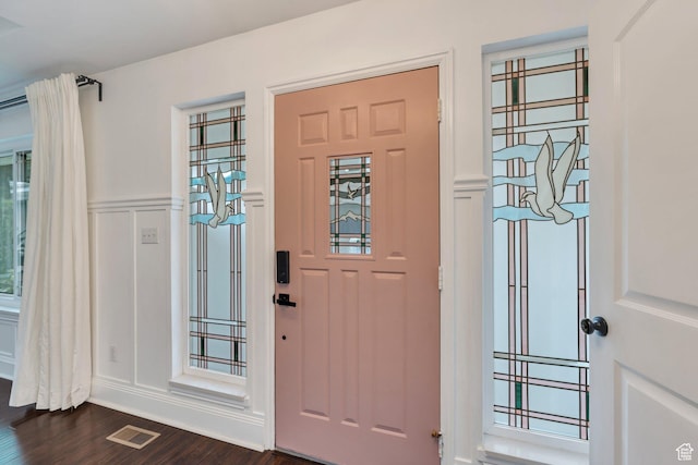 4055 N Cove Dr, Provo, UT 84604 - entrance foyer with dark wood-type flooring and a decorative wall