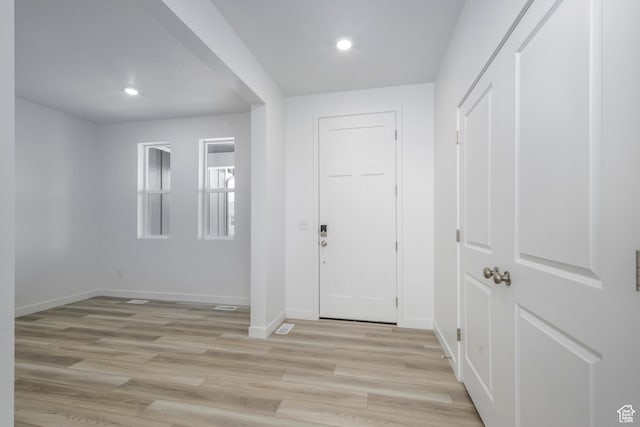 1847 E Badger Ave N Unit B253, Eagle Mountain, UT 84005 - foyer with baseboards, light wood-style floors, and recessed lighting