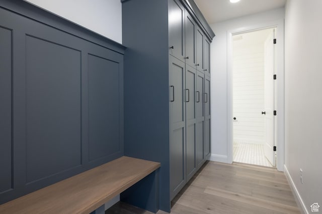 6527 W Barneys Creek Way, West Jordan, UT 84081 - mudroom with light wood-style flooring, baseboards, and recessed lighting