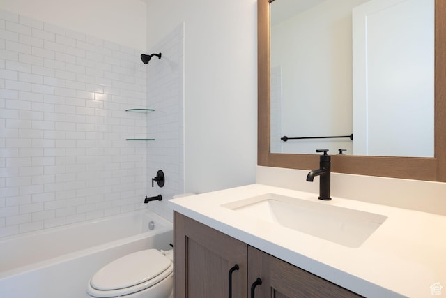 6527 W Barneys Creek Way, West Jordan, UT 84081 - bathroom featuring vanity, toilet, and bathing tub / shower combination