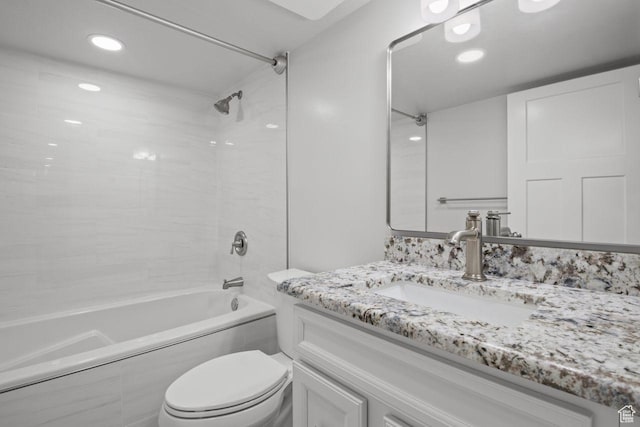 4972 N Sage Park Dr, Eagle Mountain, UT 84005 - bathroom with vanity, shower / tub combination, toilet, and recessed lighting