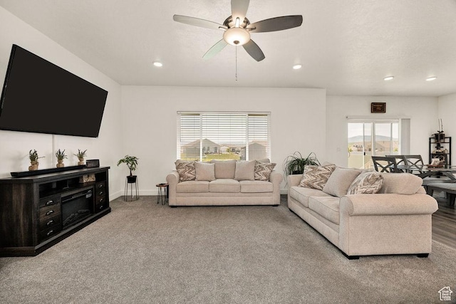460 E 535 S, Hyrum, UT 84319 - carpeted living area with ceiling fan, recessed lighting, and baseboards