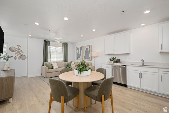 224 N Loring Ave Unit 112, Santaquin, UT 84655 - dining space with light wood-type flooring, recessed lighting, a ceiling fan, and baseboards