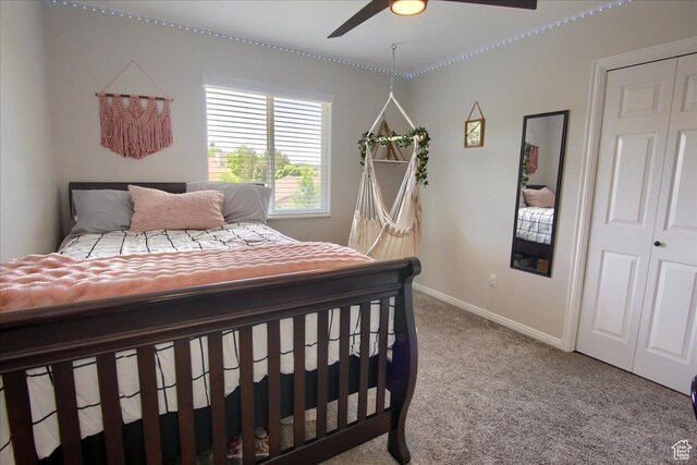 7939 S 2450 E, South Weber, UT 84405 - carpeted bedroom featuring baseboards and ceiling fan