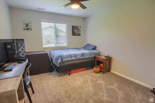 7939 S 2450 E, South Weber, UT 84405 - bedroom featuring carpet flooring, a ceiling fan, a desk, and baseboards
