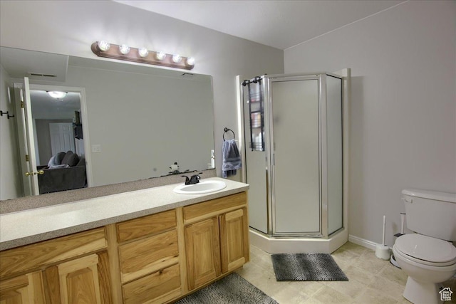 7939 S 2450 E, South Weber, UT 84405 - full bath featuring a shower stall, toilet, vanity, and tile patterned flooring