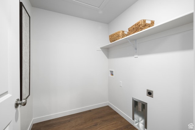 2506 N Wildwood Ln E Unit 243, Heber City, UT 84032 - laundry room featuring hookup for an electric dryer, washer hookup, baseboards, and dark wood-type flooring