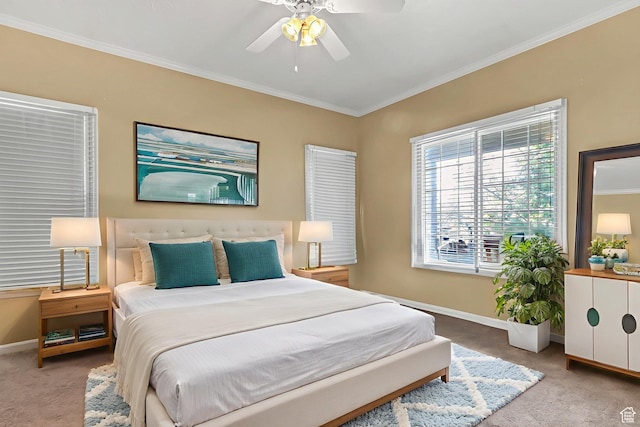 4910 N University Ave Unit 52, Provo, UT 84604 - bedroom with carpet, baseboards, ornamental molding, and ceiling fan