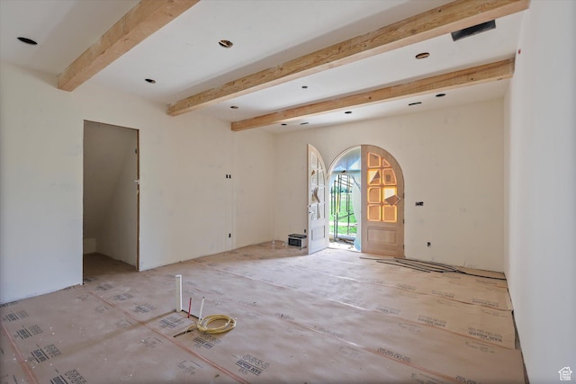 2556 W 5600 S, Lake Shore, UT 84660 - empty room with arched walkways and beam ceiling